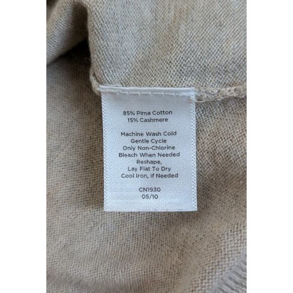 Talbots Cashmere Pima Cotton Blend Sweater Women's Medium V-Neck Pullover Tan - Picture 7 of 7